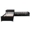 L-shaped Platform Bed with Trundle and Drawers Linked with built-in Desk,Twin,Espresso(Old SKU:SM000916AAP)