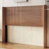 Wooden integral headboard, modern farmhouse, Bohemian, convex groove board, wing-back design (Golden Oak, Queen)