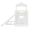 Wooden Twin Over Full Bunk Bed, Loft Bed with Playhouse, Farmhouse, Ladder, Slide and Guardrails, White(OLD SKU :LT000028AAK)