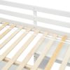 Full Size Loft Wood Bed with Desk, Storage shelves and Drawers, Built-in Ladder, High Loft Bed with Desk, Storage Shelves and Drawers,Guardrails,White