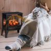 HOMCOM Electric Fireplace Stove, 24" Freestanding Electric Fireplace Heater with Remote, Realistic 3D Flame Effect, Thermostat, Overheat Protection