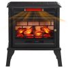 HOMCOM Electric Fireplace Stove, 24" Freestanding Electric Fireplace Heater with Remote, Realistic 3D Flame Effect, Thermostat, Overheat Protection