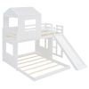Wooden Twin Over Full Bunk Bed, Loft Bed with Playhouse, Farmhouse, Ladder, Slide and Guardrails, White(OLD SKU :LT000028AAK)