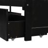 L-shaped Platform Bed with Trundle and Drawers Linked with built-in Desk,Twin,Espresso(Old SKU:SM000916AAP)