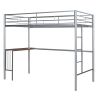 Twin Metal Loft Bed with Desk, Ladder and Guardrails, Loft Bed for Bedroom, Silver(OLD SKU : MF195191AAN)