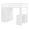Twin size Loft Bed with Drawers,Desk,and Wardrobe-White