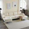 280*130*85 U-Shaped 4-Seat Linen Seat Frame Wooden Frame Back Iron Frame Golden Feet Indoor Modular Sofa Beige