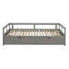 Wooden Daybed with Trundle Bed and Two Storage Drawers , Extendable Bed Daybed,Sofa Bed for Bedroom Living Room, Gray