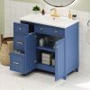 36-inch Bathroom Vanity, Transitional Style Bathroom Cabinet with Resin Sink, Navy Blue Single Bathroom Cabinet