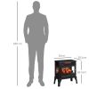 HOMCOM Electric Fireplace Stove, 24" Freestanding Electric Fireplace Heater with Remote, Realistic 3D Flame Effect, Thermostat, Overheat Protection