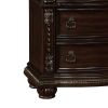 Formal Traditional 1pc Nightstand Only Brown Cherry Solid wood 3-Drawers Bedroom Furniture Genuine Marble Top