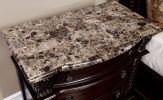 Formal Traditional 1pc Nightstand Only Brown Cherry Solid wood 3-Drawers Bedroom Furniture Genuine Marble Top