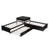L-shaped Platform Bed with Trundle and Drawers Linked with built-in Desk,Twin,Espresso(Old SKU:SM000916AAP)