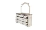 Antique White Wooden 1pc Dresser Only Bedroom Formal Antique Walnut Top Storage 7-Drawers Dresser Table (NO MIRROR)