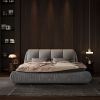 King Size Luxury Upholstered Platform Bed with Oversized Padded Backrest and Solid Wood Frame,suitable for Multiple heights of mattresses
