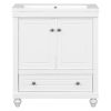 30" Bathroom Vanity with Sink, Combo, Cabinet with Doors and Drawer, Solid Frame and MDF Board, White
