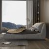 King Size Luxury Upholstered Platform Bed with Oversized Padded Backrest and Solid Wood Frame,suitable for Multiple heights of mattresses